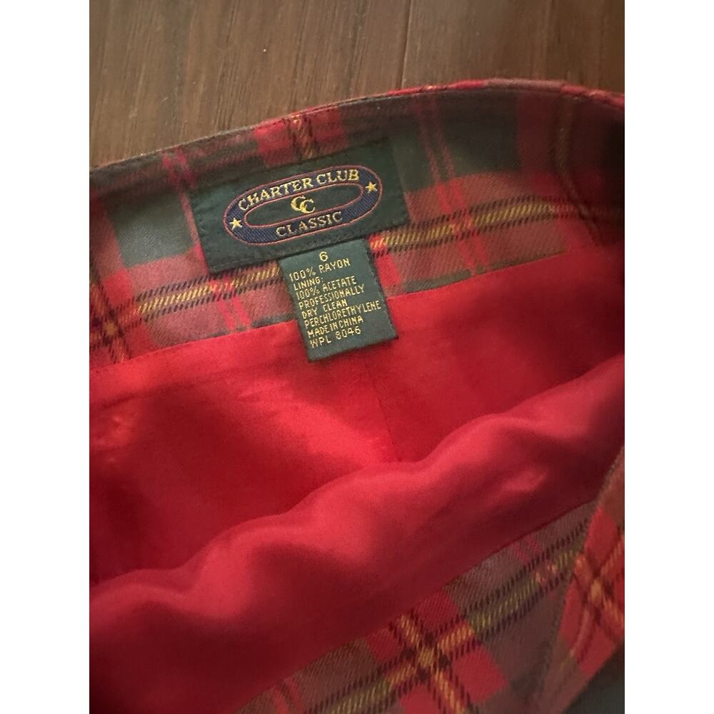 Vintage Christmas wrap plaid skirt charter club cottage core old money size 6 Xs - Picture 5 of 5